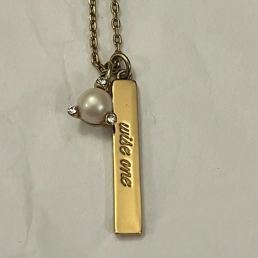 Kate Spade New York Gold-Tone Born To Be Wise One Cream Pendant Necklace